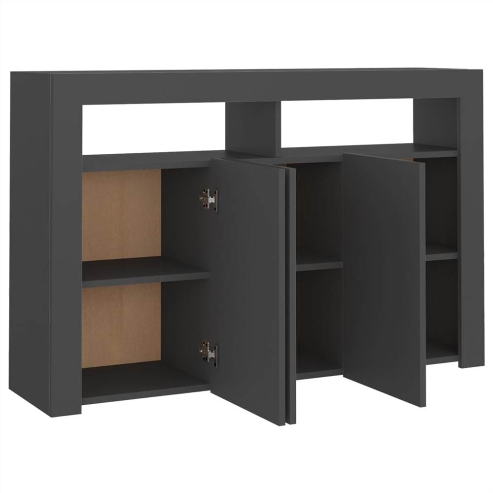 Sideboard with LED Lights Grey 115.5x30x75 cm