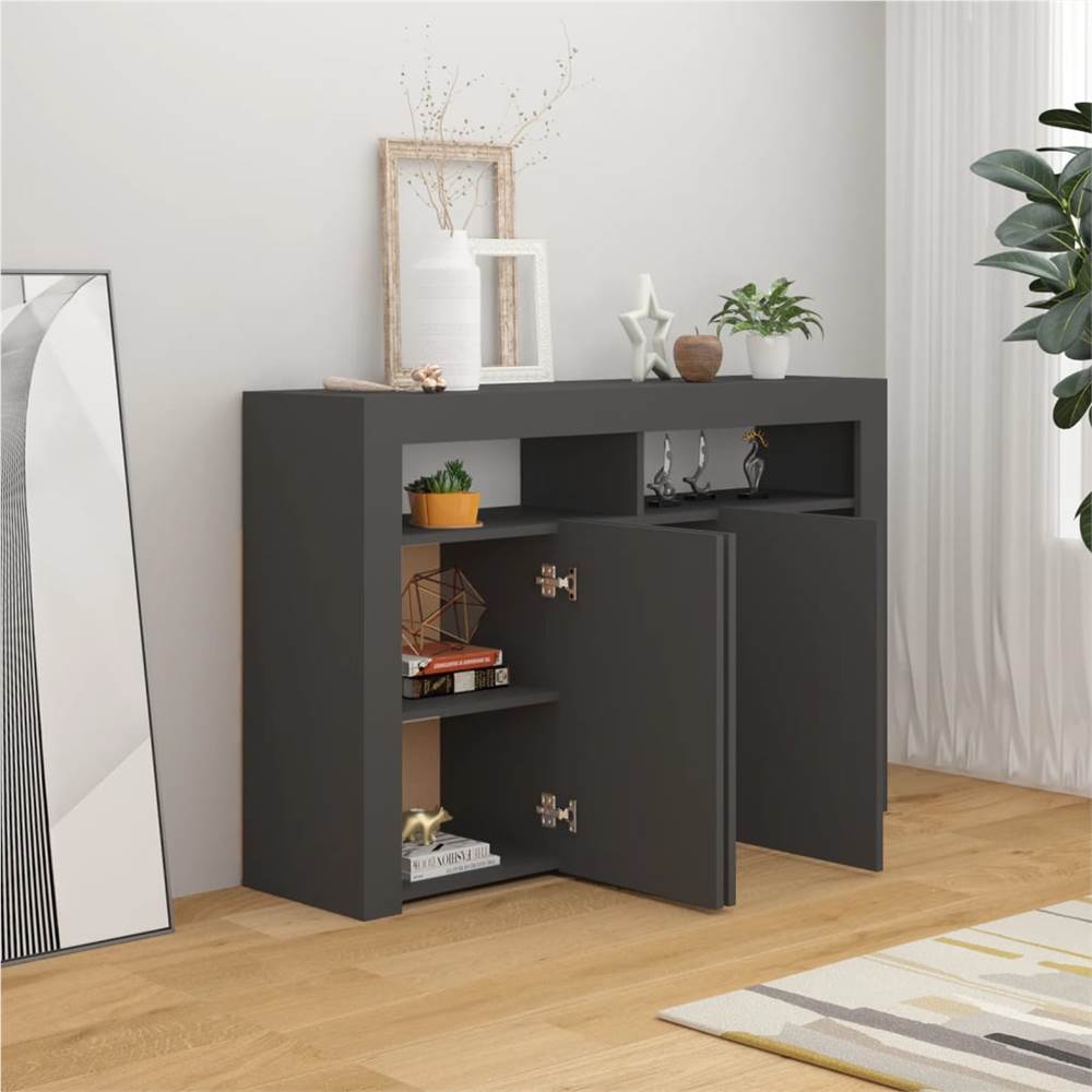 Sideboard with LED Lights Grey 115.5x30x75 cm