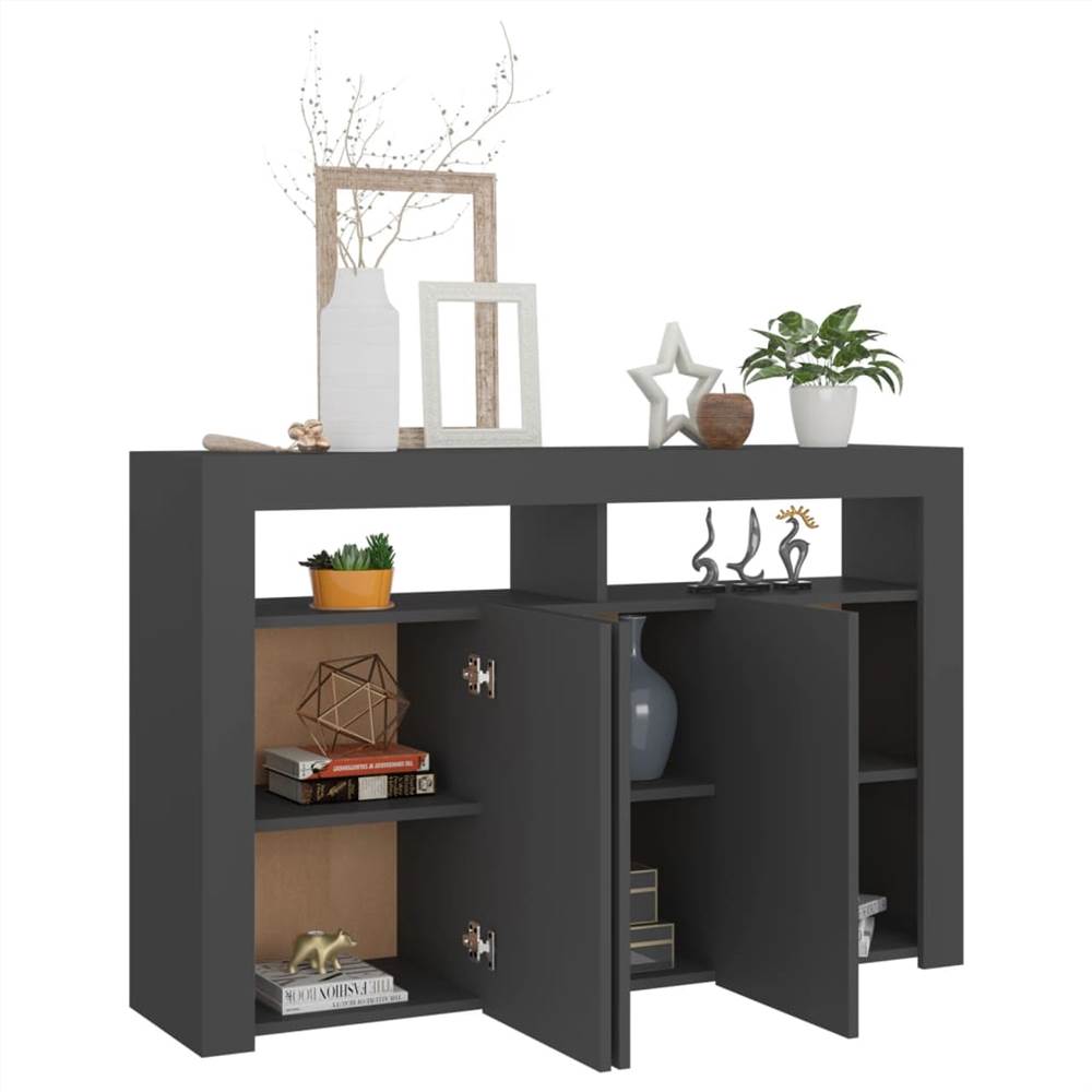 Sideboard with LED Lights Grey 115.5x30x75 cm
