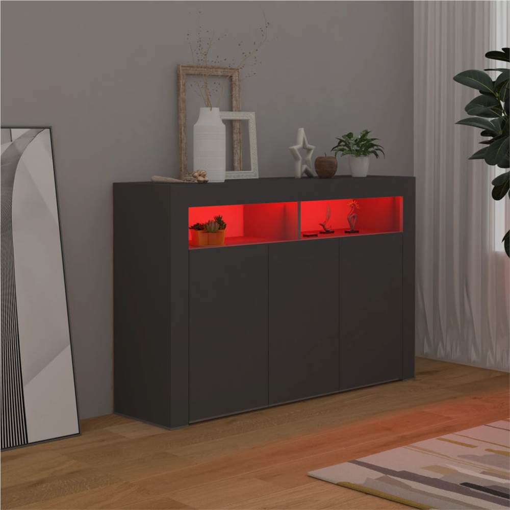 Sideboard with LED Lights Grey 115.5x30x75 cm