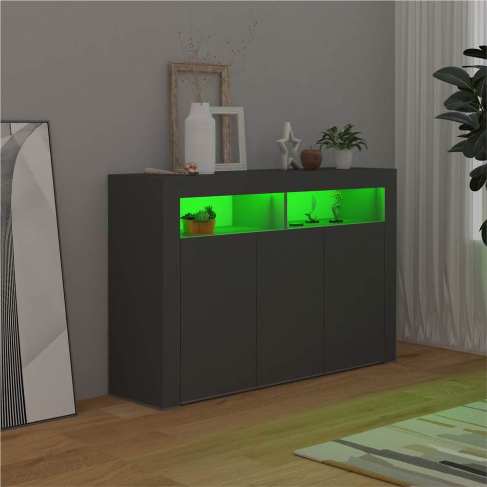 Sideboard with LED Lights Grey 115.5x30x75 cm