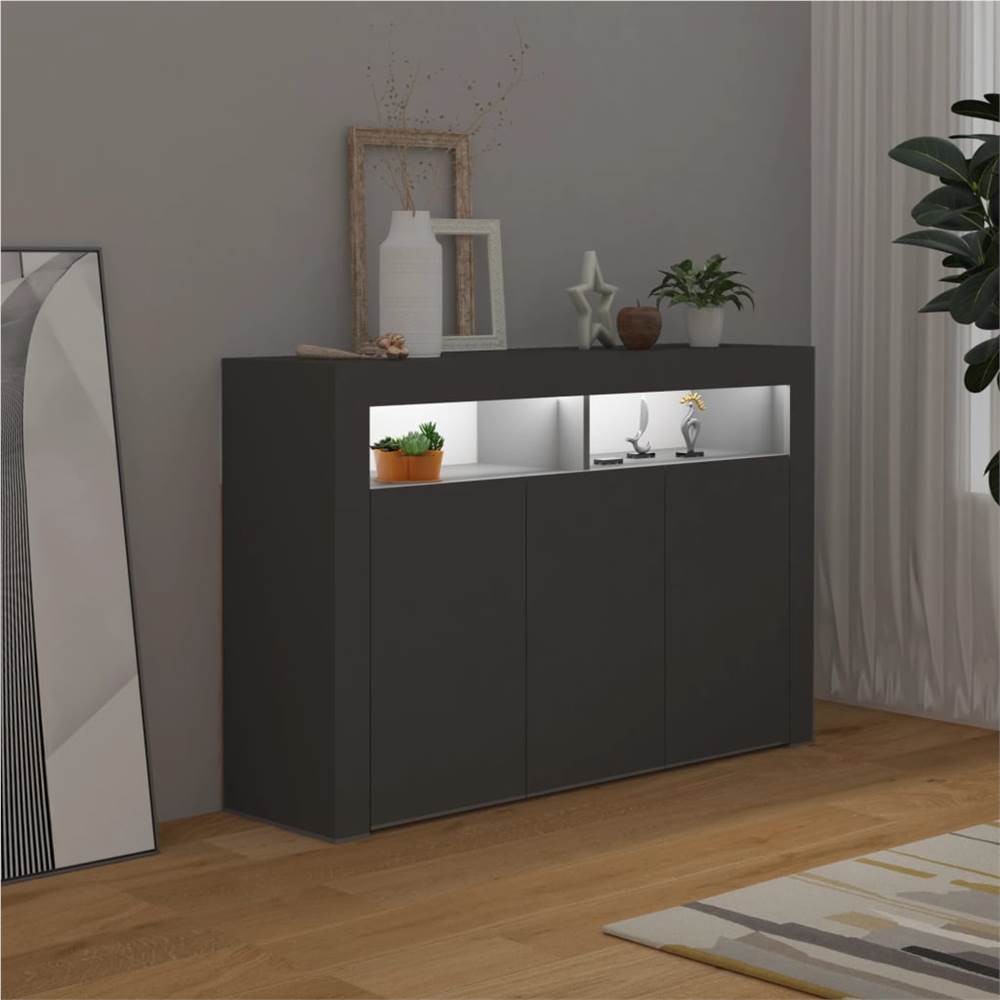 Sideboard with LED Lights Grey 115.5x30x75 cm