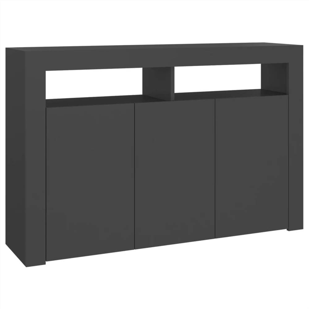 Sideboard with LED Lights Grey 115.5x30x75 cm