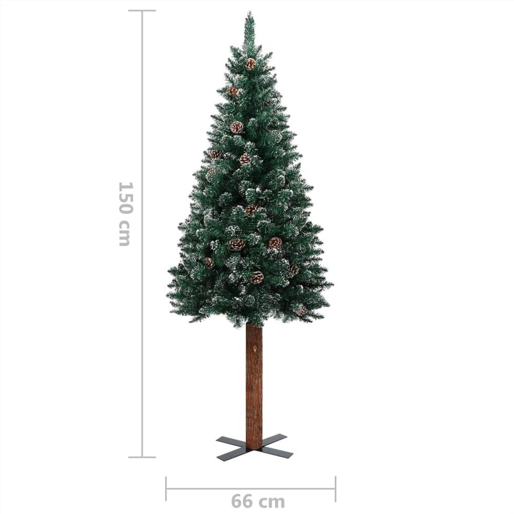 Slim Christmas Tree with LEDs&Ball Set Green 150 cm