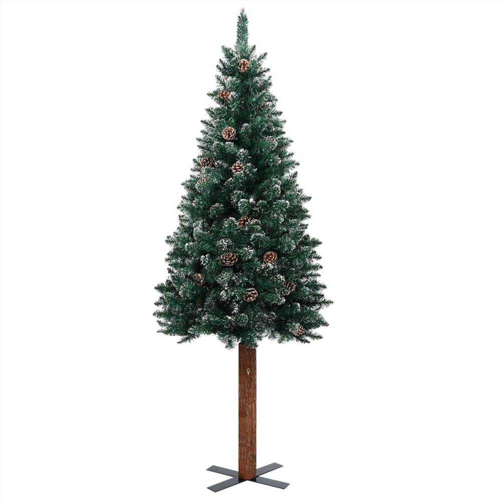 Slim Christmas Tree with LEDs&Ball Set Green 150 cm