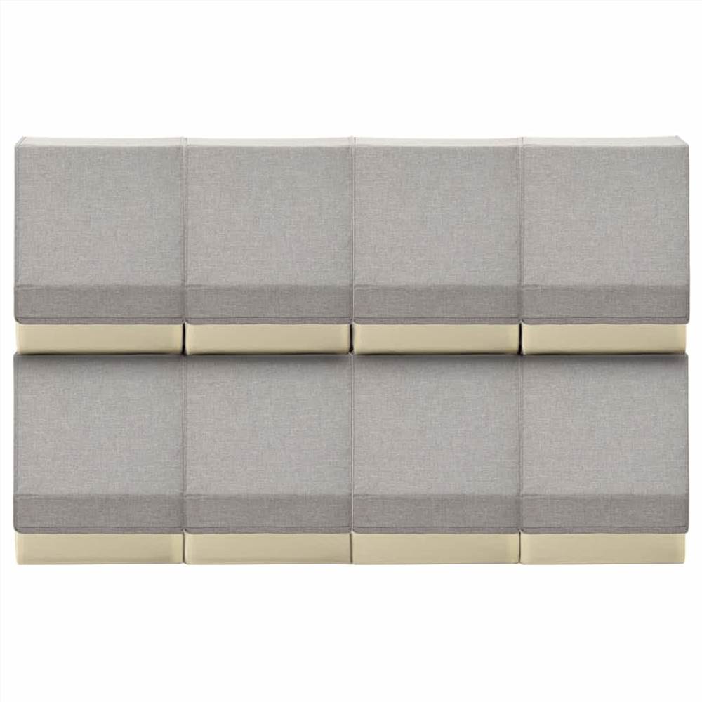 Stackable Storage Boxes with Lid Set of 8 pcs Fabric Grey&Cream
