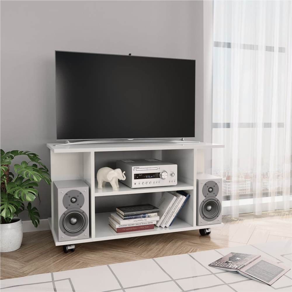 

TV Cabinet with Castors High Gloss White 80x40x40 cm Chipboard