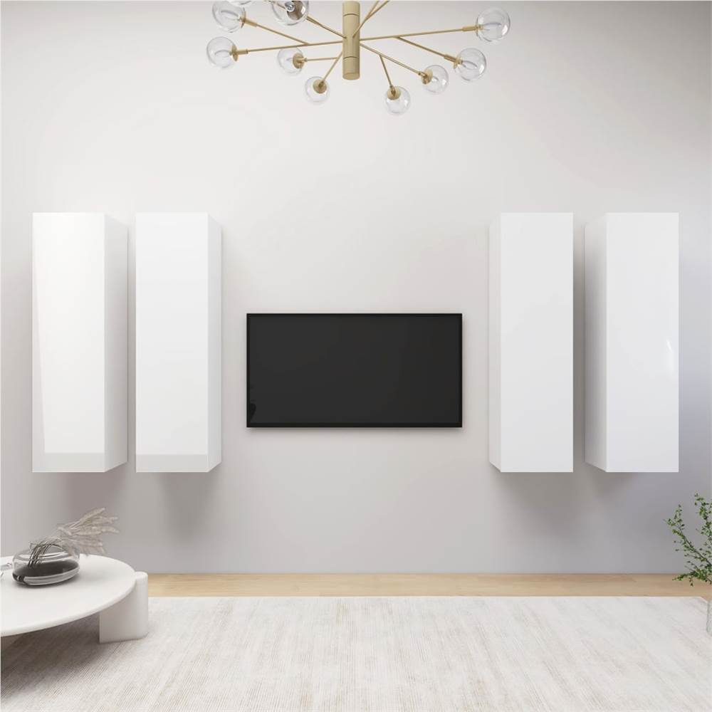 

TV Cabinets 4 pcs High Gloss White 30.5x30x110 cm Chipboard