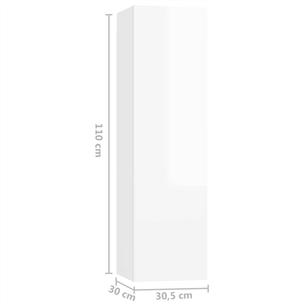 TV Cabinets 4 pcs High Gloss White 30.5x30x110 cm Chipboard