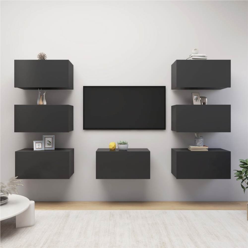 

TV Cabinets 7 pcs Grey 30.5x30x60 cm Chipboard
