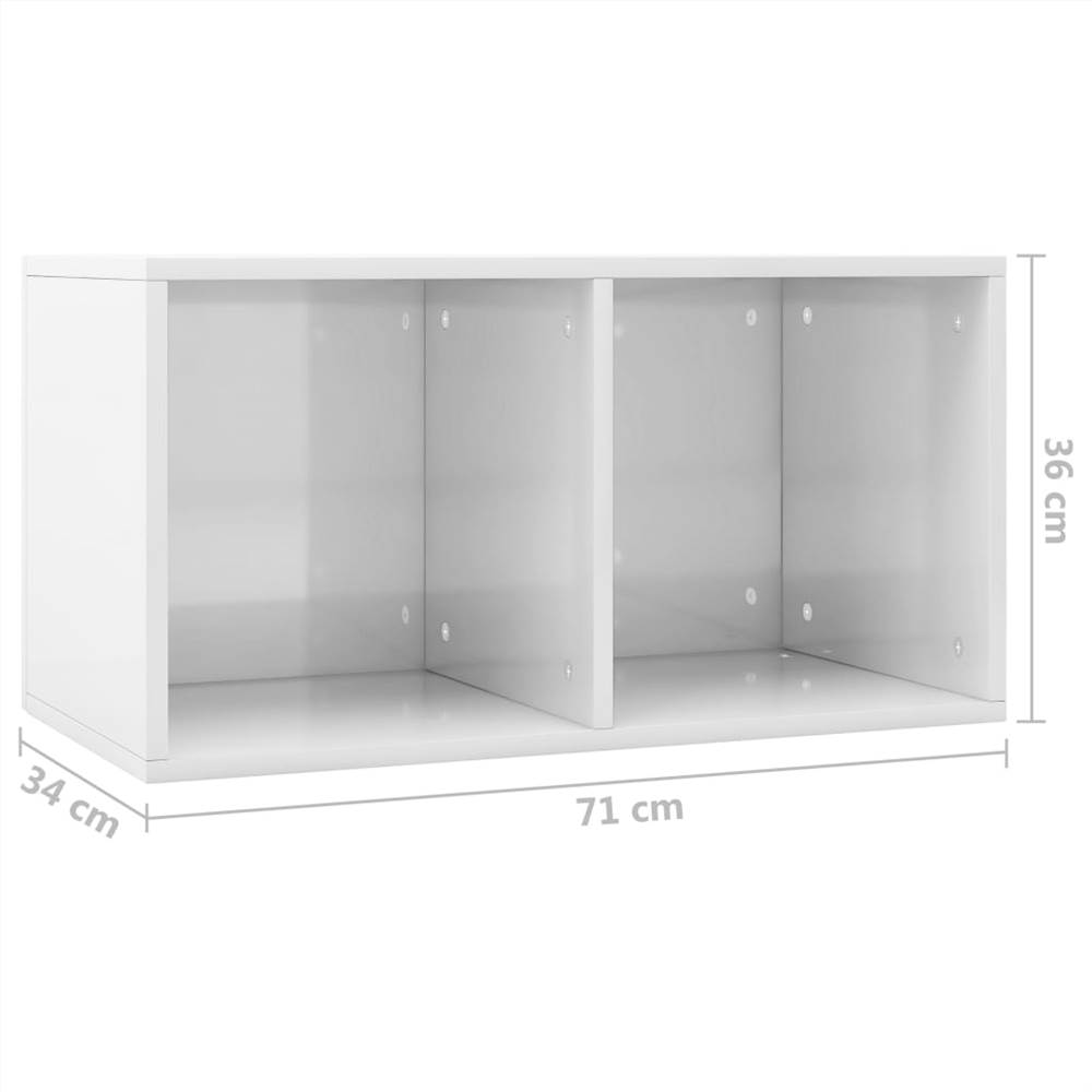 Vinyl Storage Box High Gloss White 71x34x36 cm Chipboard