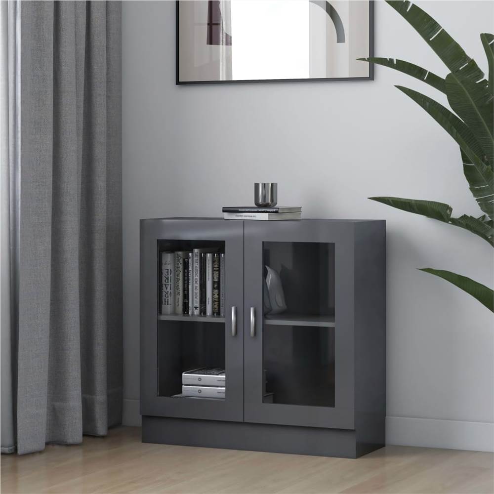 

Vitrine Cabinet High Gloss Grey 82.5x30.5x80 cm Chipboard