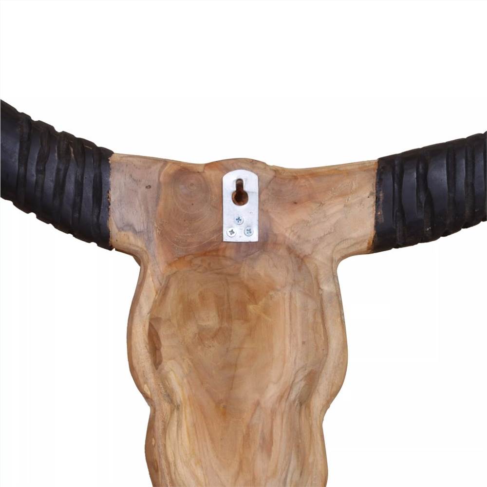 Wall-Mounted Bull Skull Sculpture Teak 69x6x60 cm