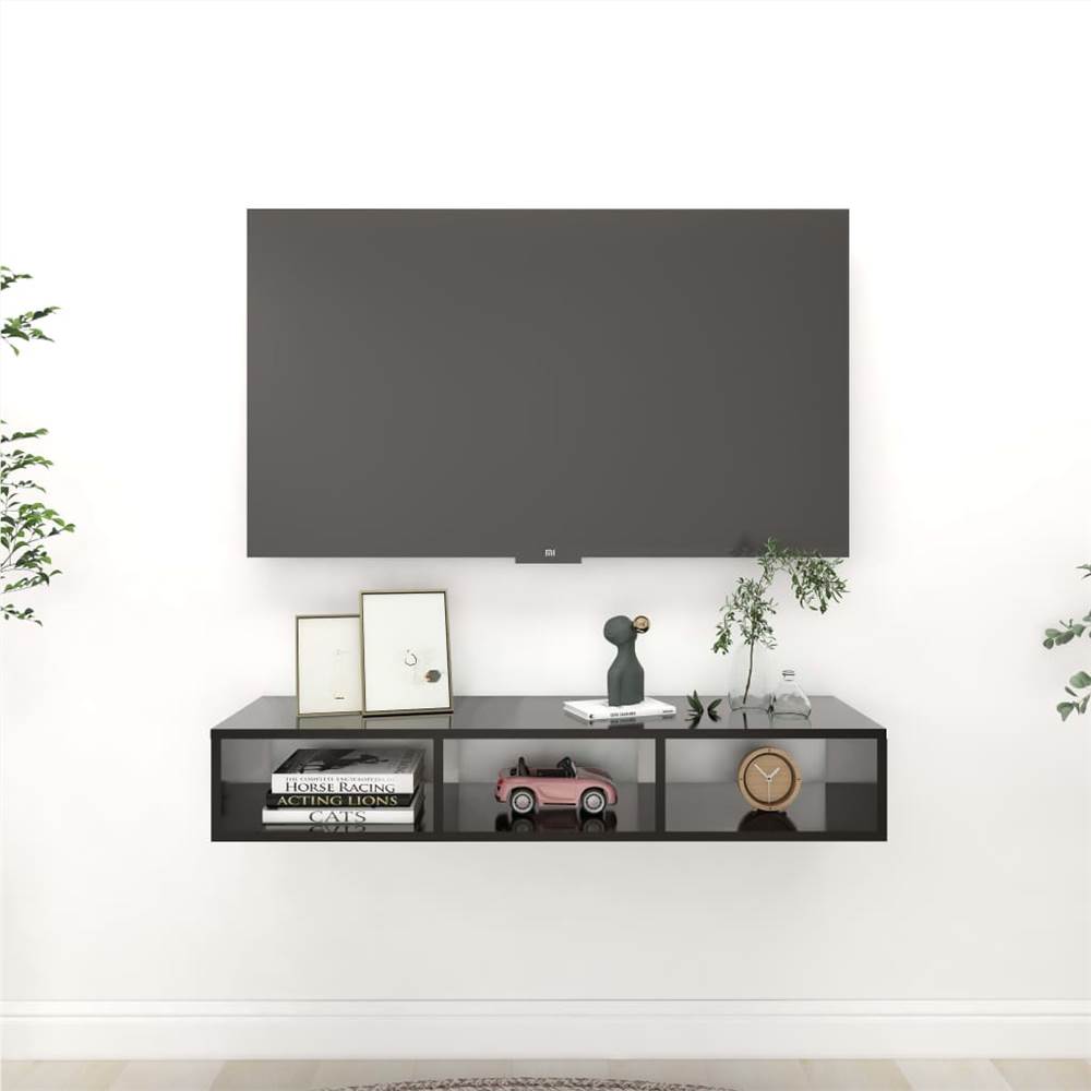 

Wall Shelf High Gloss Black 102x30x17 cm Chipboard