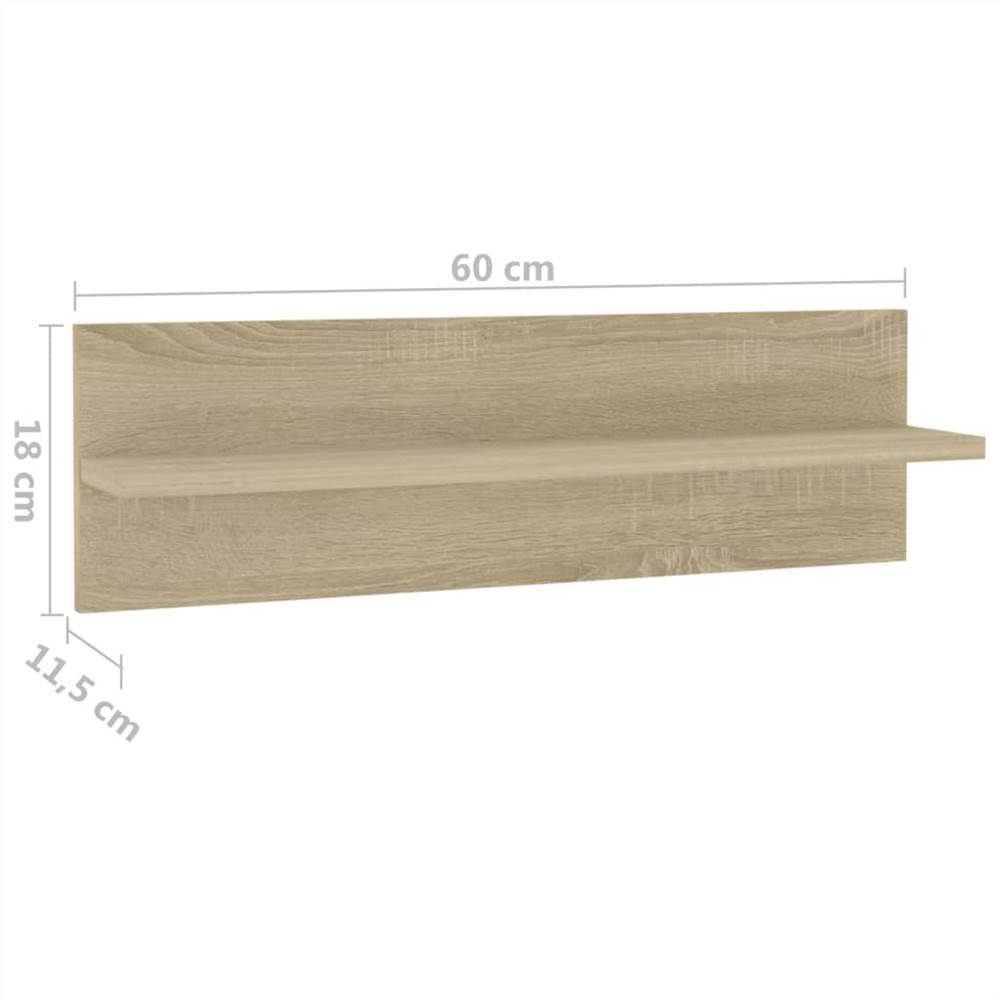 Wall Shelves 4 pcs Sonoma Oak 60x11.5x18 cm Chipboard