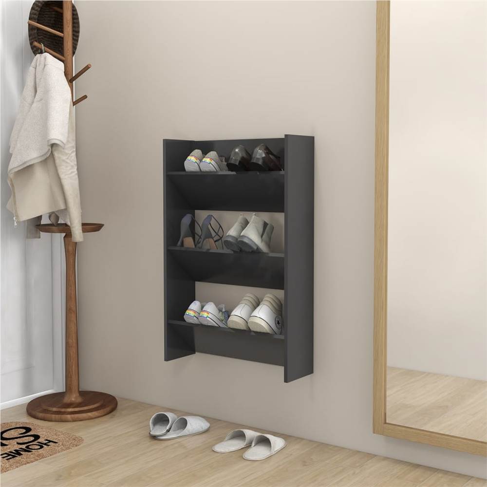 Wall Shoe Cabinet Grey 60x18x90 cm Chipboard