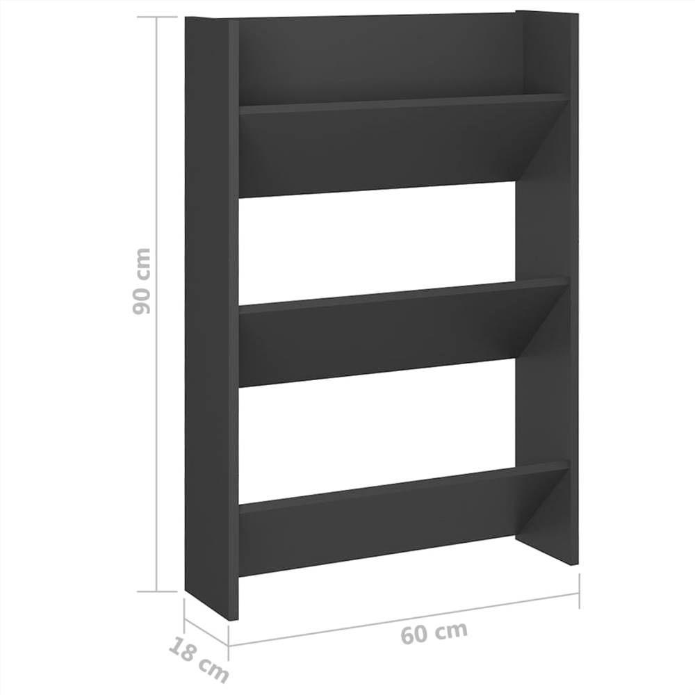 Wall Shoe Cabinet Grey 60x18x90 cm Chipboard