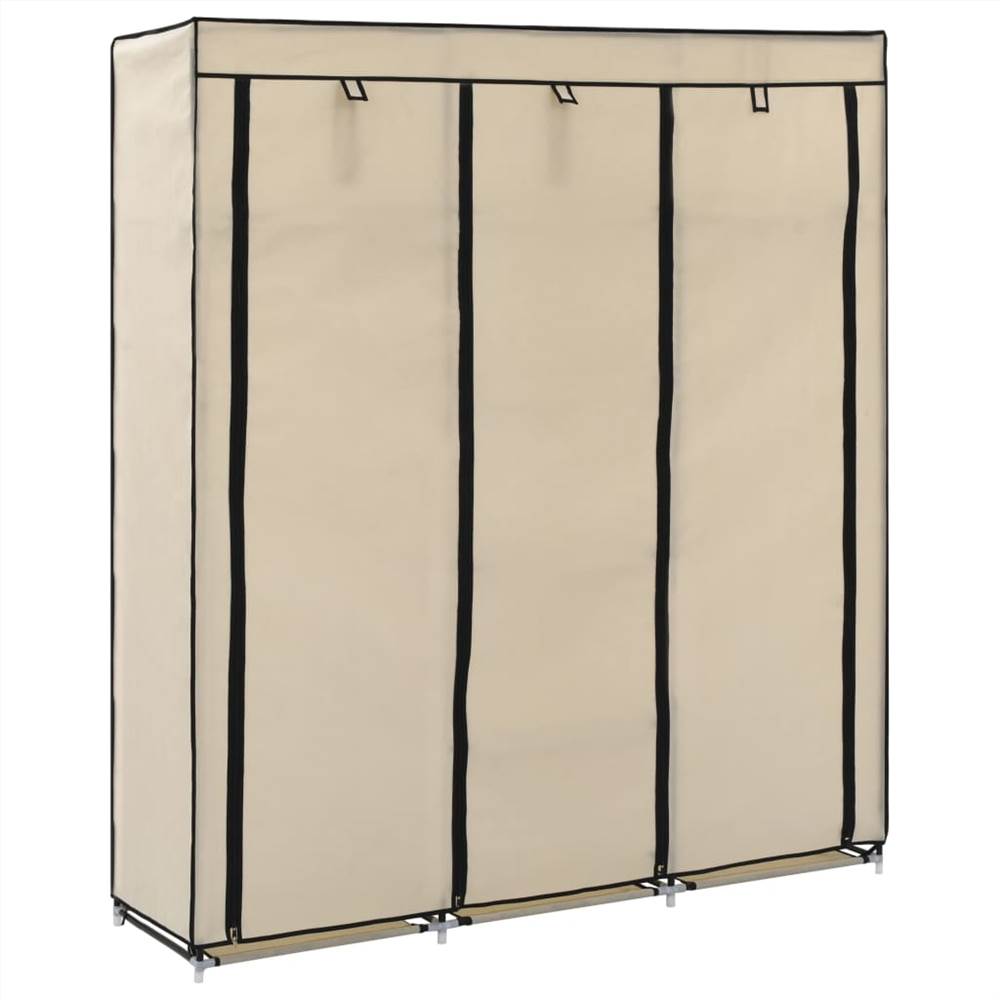 

Wardrobe with Compartments and Rods Cream 150x45x175 cm Fabric