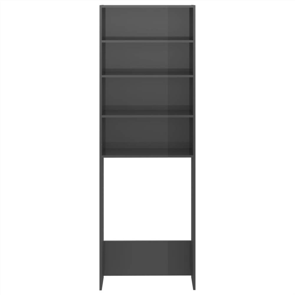 Washing Machine Cabinet High Gloss Grey 64x24x190 cm