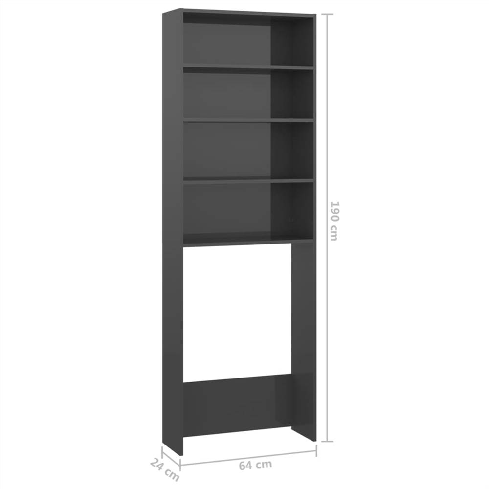 Washing Machine Cabinet High Gloss Grey 64x24x190 cm