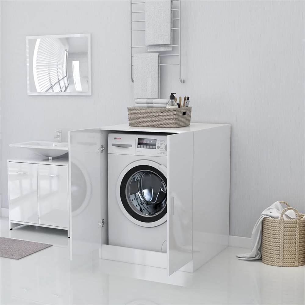 Washing Machine Cabinet High Gloss White 71x71.5x91.5 cm