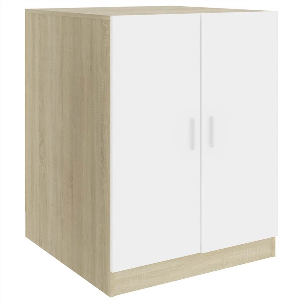 Washing Machine Cabinet White and Sonoma Oak 71x71.5x91.5 cm