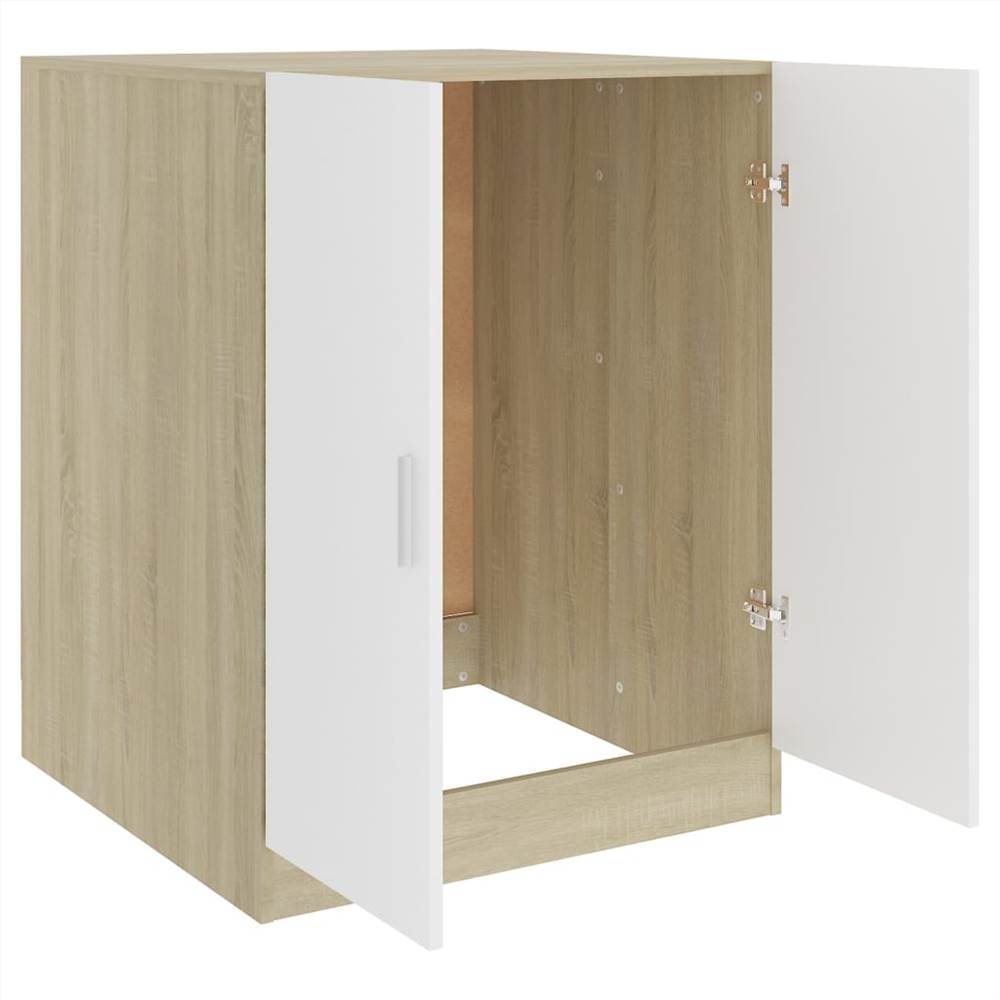 Washing Machine Cabinet White and Sonoma Oak 71x71.5x91.5 cm