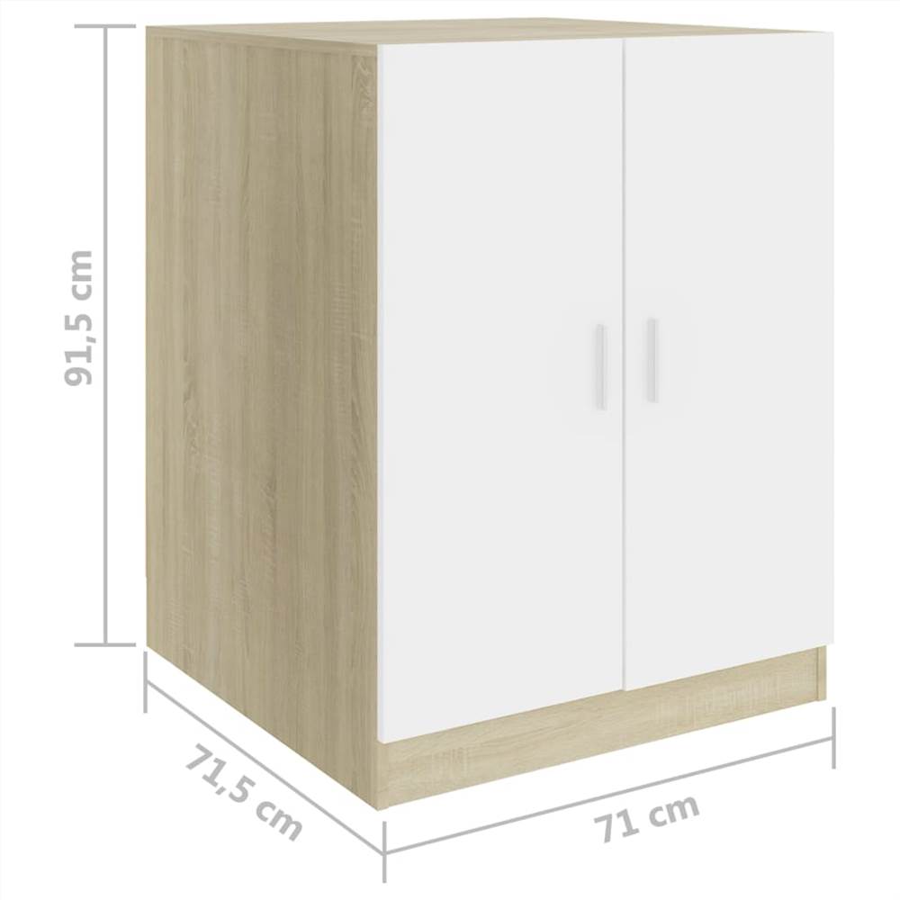 Washing Machine Cabinet White and Sonoma Oak 71x71.5x91.5 cm