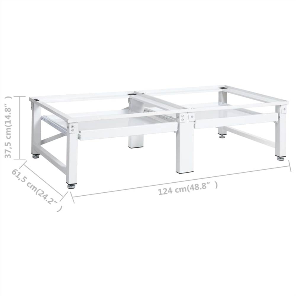 Washing and Drying Machine Pedestal with Pull-out Shelves White