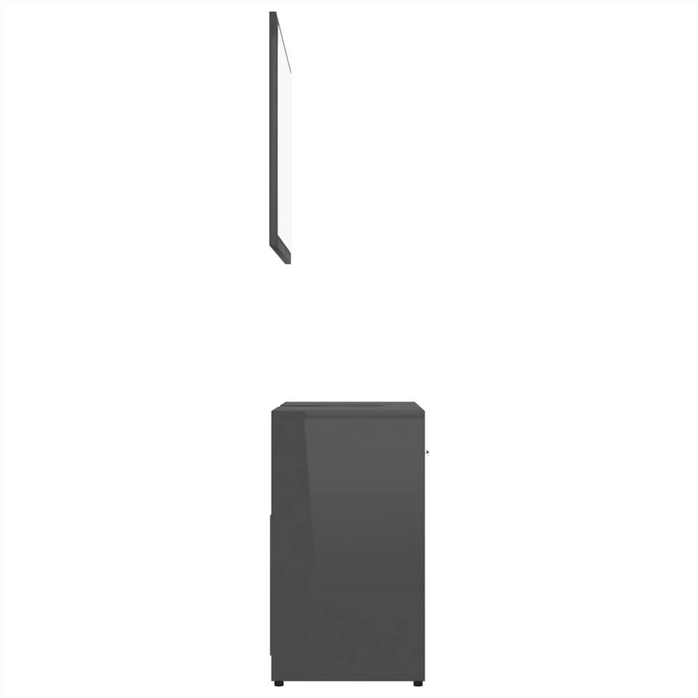 4 Piece Bathroom Furniture Set High Gloss Grey Chipboard