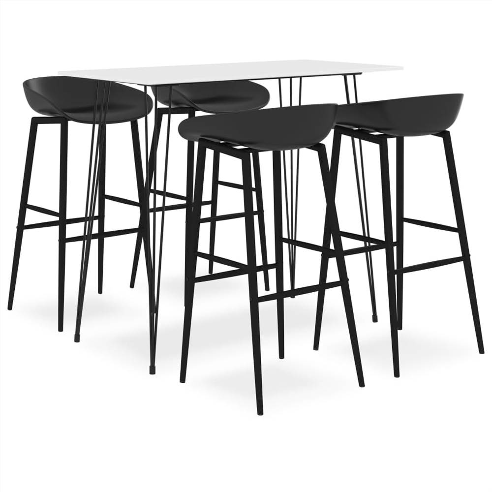 

5 Piece Bar Set White and Black