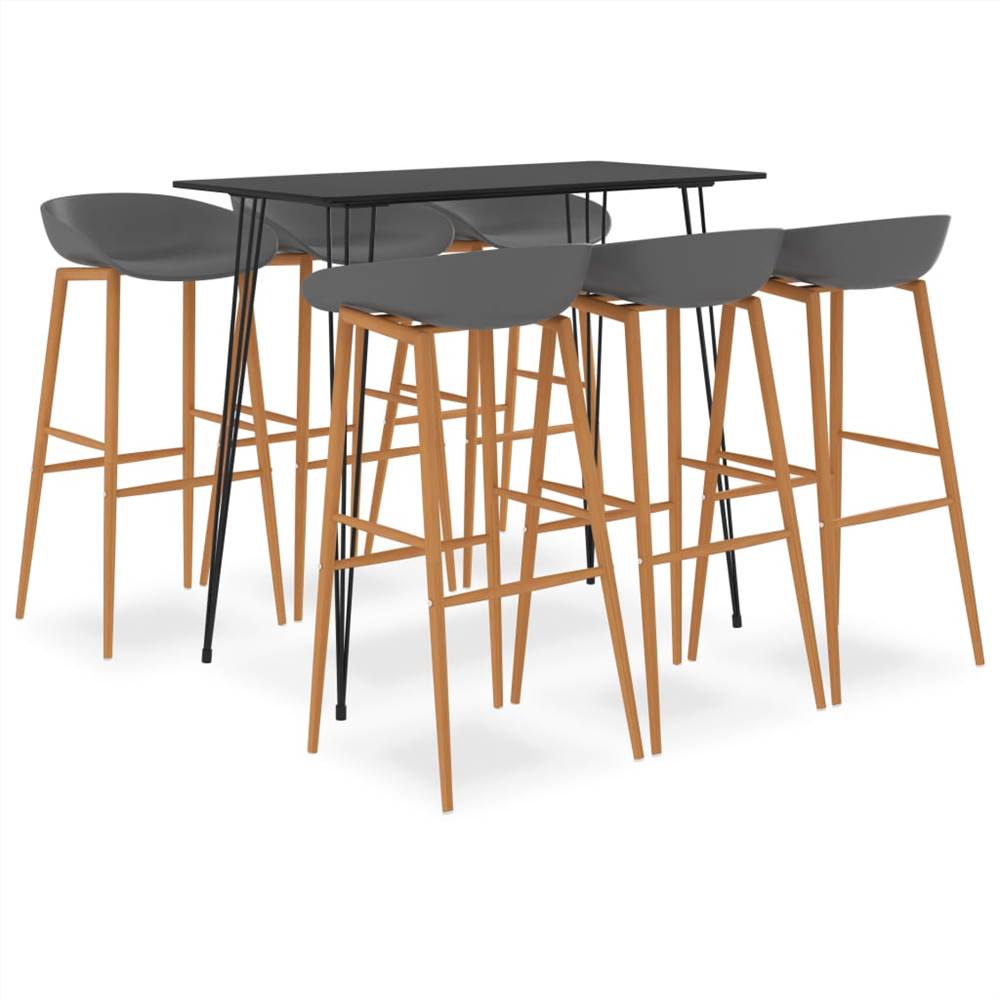 

7 Piece Bar Set Black and Grey