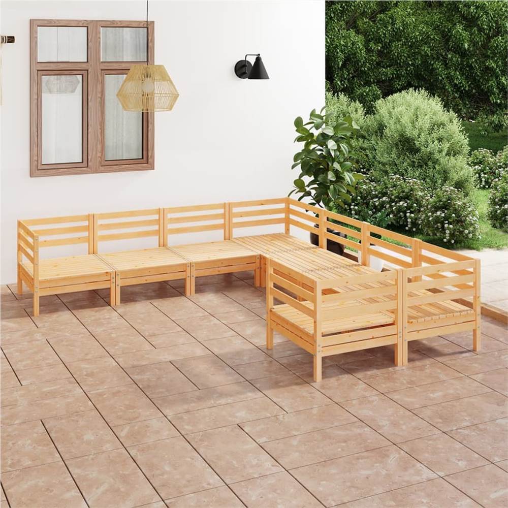 

8 Piece Garden Lounge Set Solid Pinewood