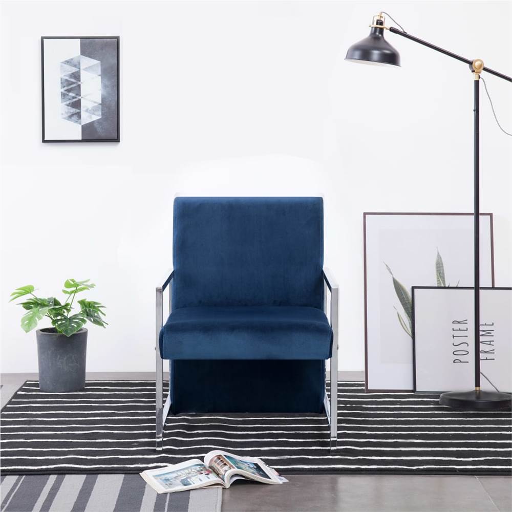 

Armchair with Chrome Feet Blue Velvet