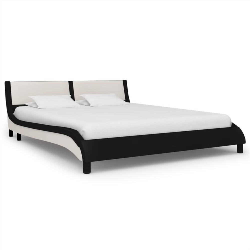 

Bed Frame Black and White Faux Leather 150x200 cm