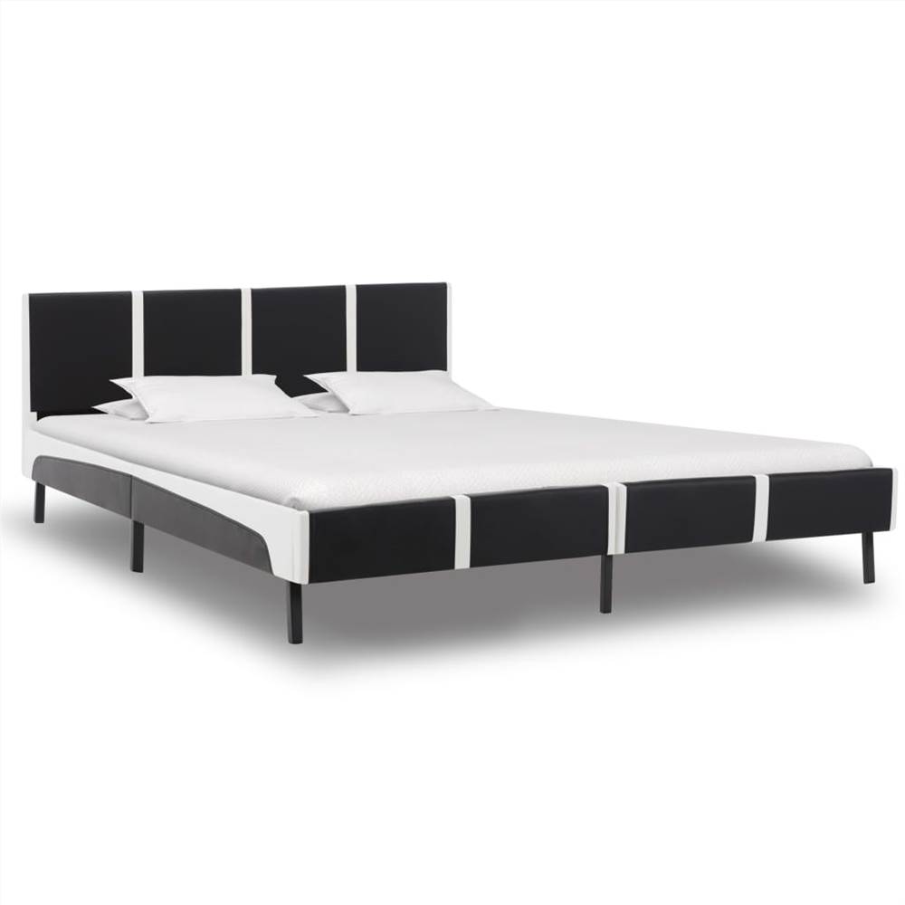 

Bed Frame Black and White Faux Leather 150x200 cm