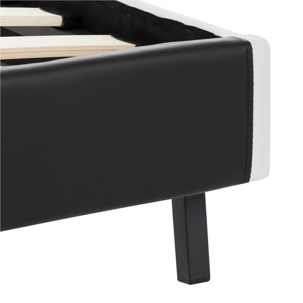 Bed Frame Black and White Faux Leather 150x200 cm