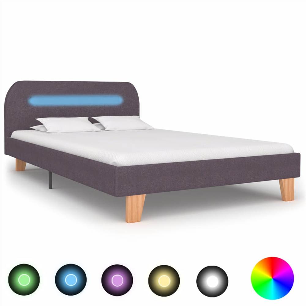 

Bed Frame with LED Taupe Fabric 120x190 cm