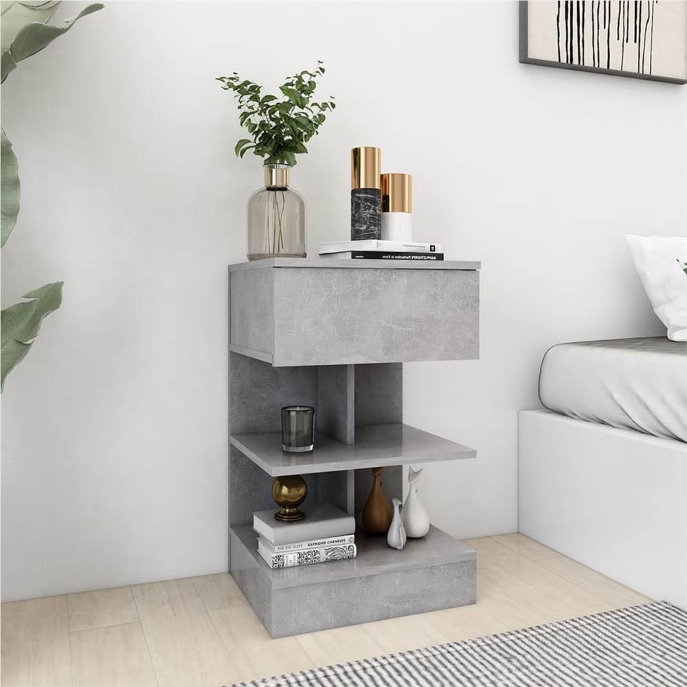 

Bedside Cabinet Concrete Grey 40x35x65 cm Chipboard