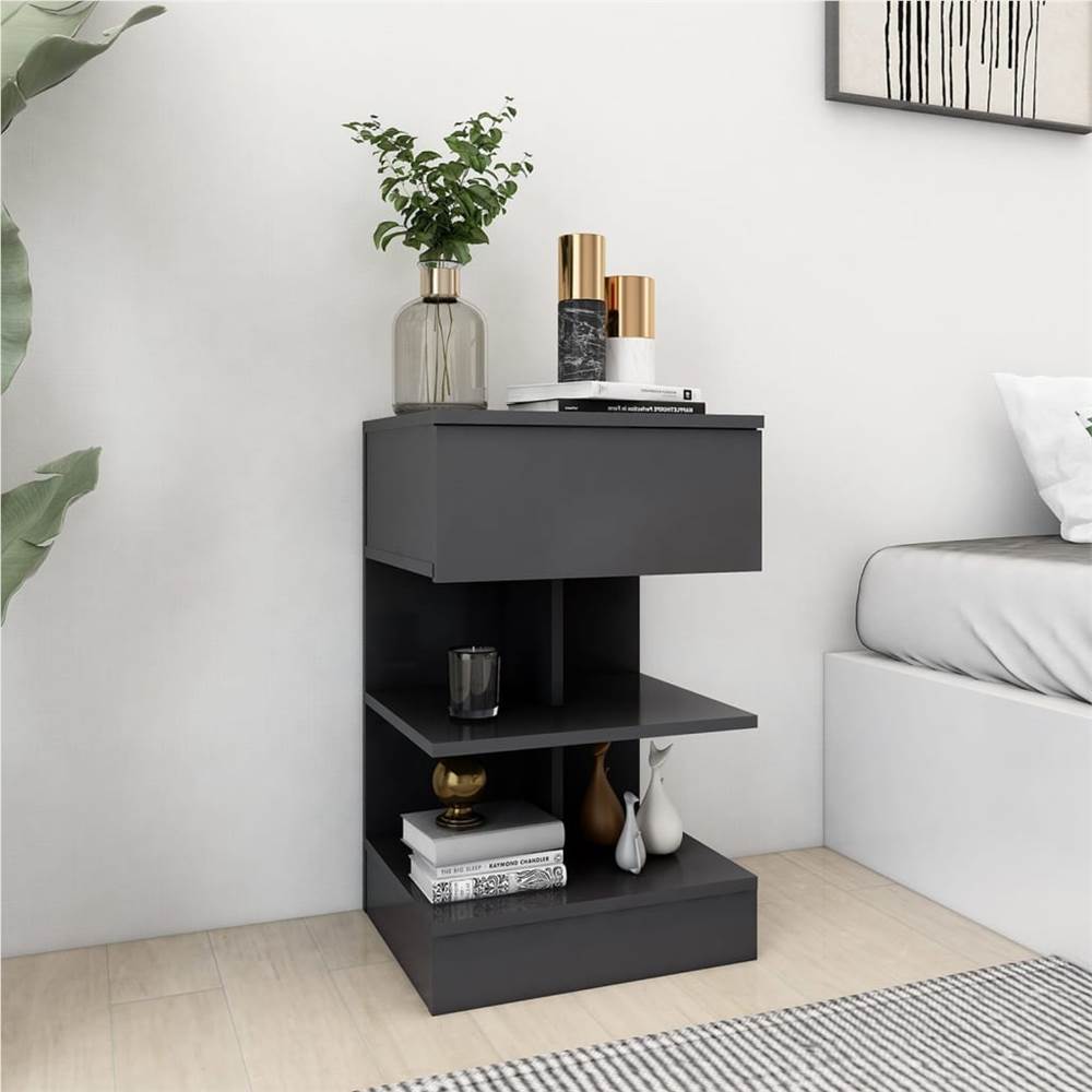 

Bedside Cabinet Grey 40x35x65 cm Chipboard