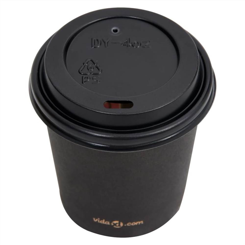 Coffee Paper Cups with Lids 120 ml 1000 pcs Black