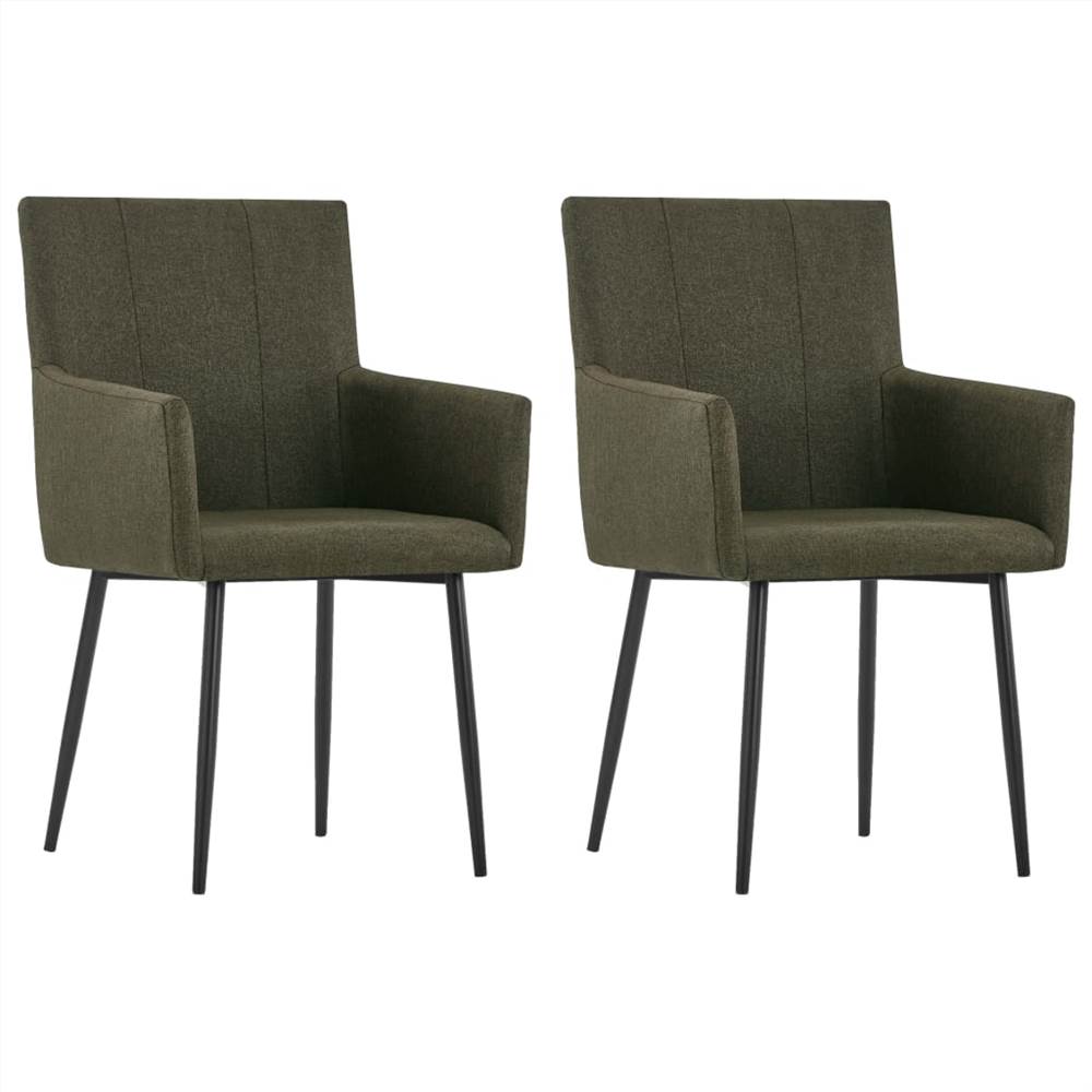 

Dining Chairs with Armrests 2 pcs Brown Fabric