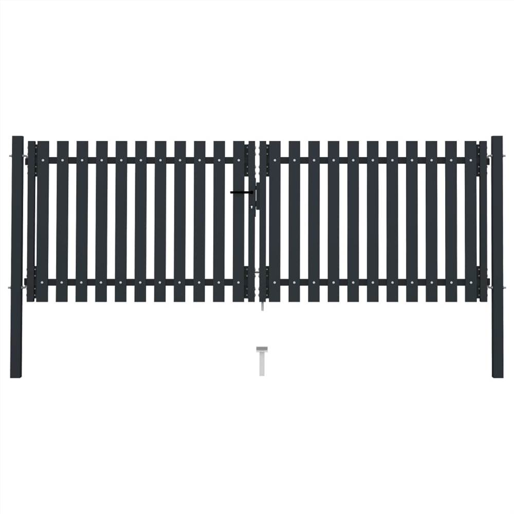 Double Door Fence Gate Steel 306x125 cm Anthracite