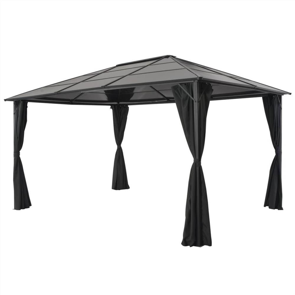 

Gazebo with Curtain Aluminium 4x3x2.6 m Black