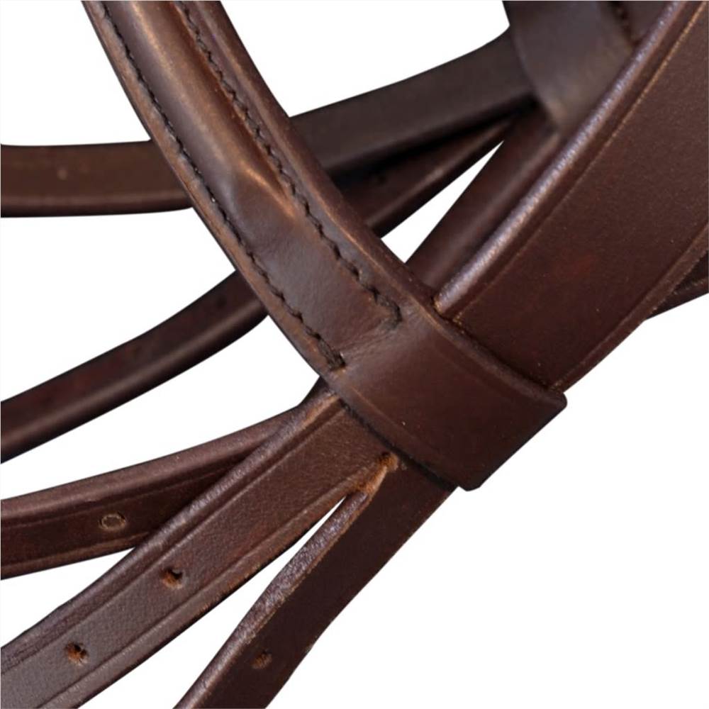 Leather Flash Bridle with Reins and Bit Brown Cob