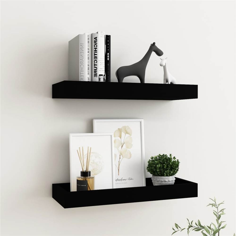 

Loggia Wall Shelves 2 pcs Black 40x15x4 cm MDF