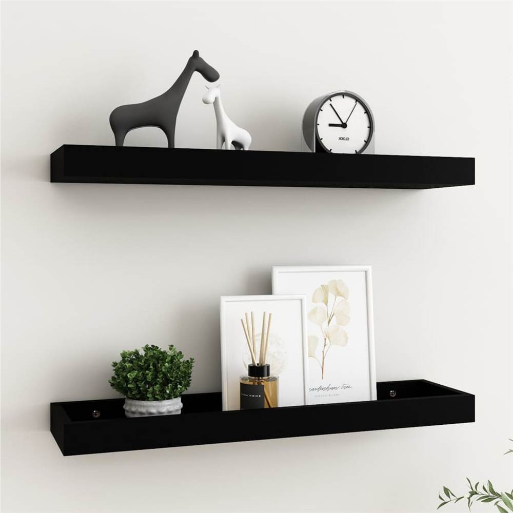 

Loggia Wall Shelves 2 pcs Black 60x15x4 cm MDF