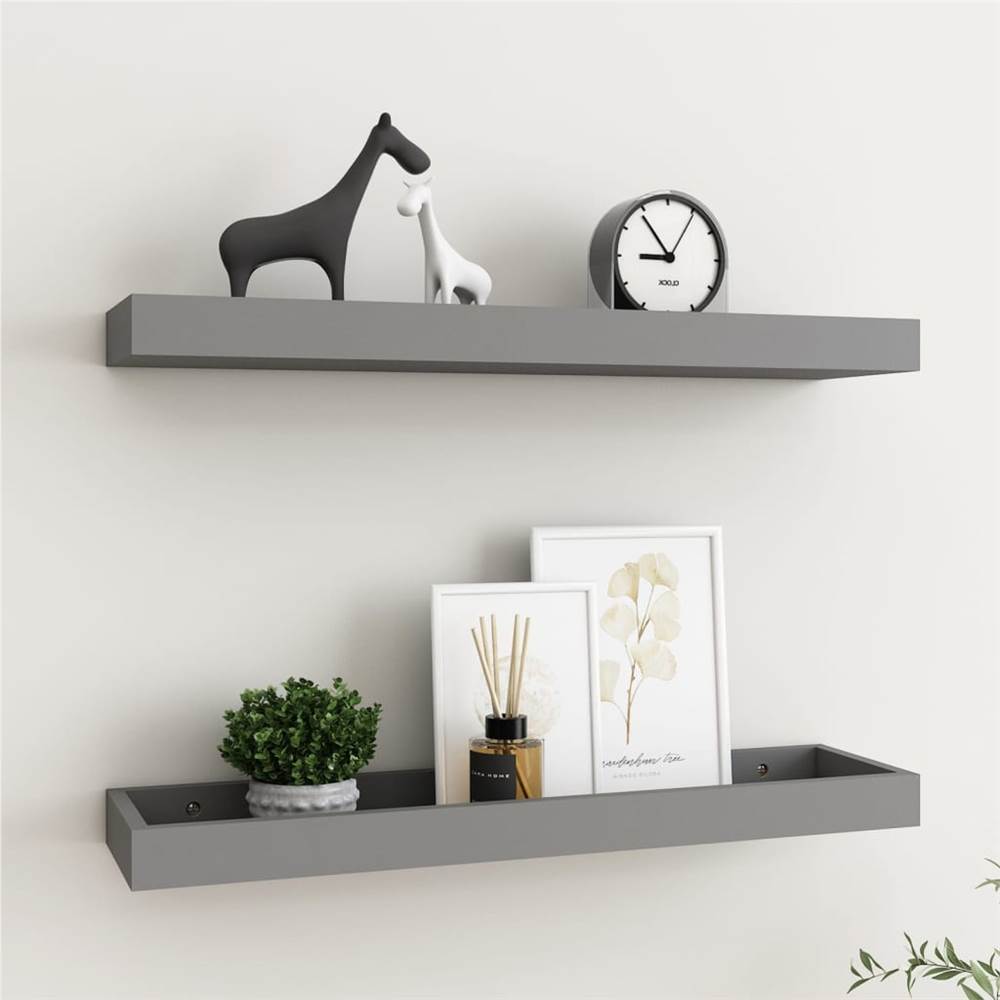 

Loggia Wall Shelves 2 pcs Grey 60x15x4 cm MDF