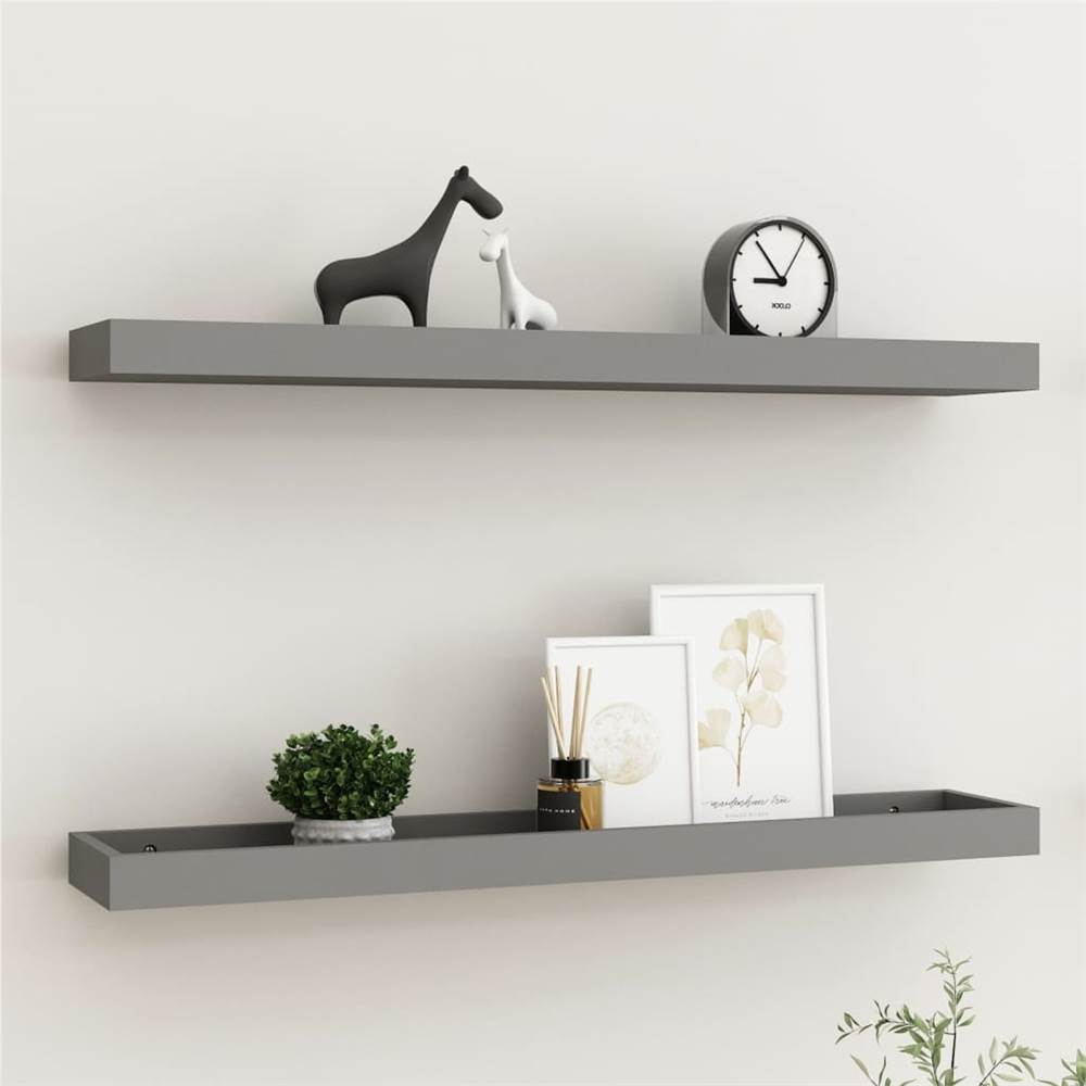 

Loggia Wall Shelves 2 pcs Grey 80x15x4 cm MDF