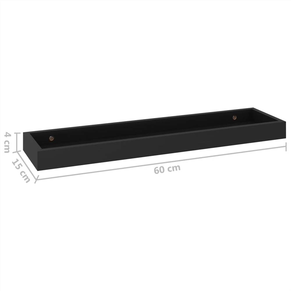 Loggia Wall Shelves 4 pcs Black 60x15x4 cm MDF